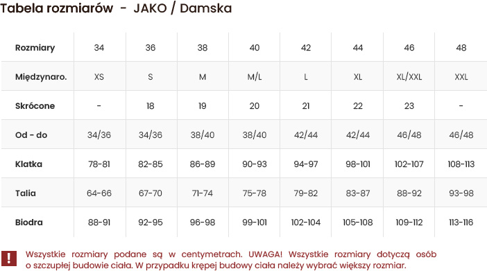 Tabela rozmiarów