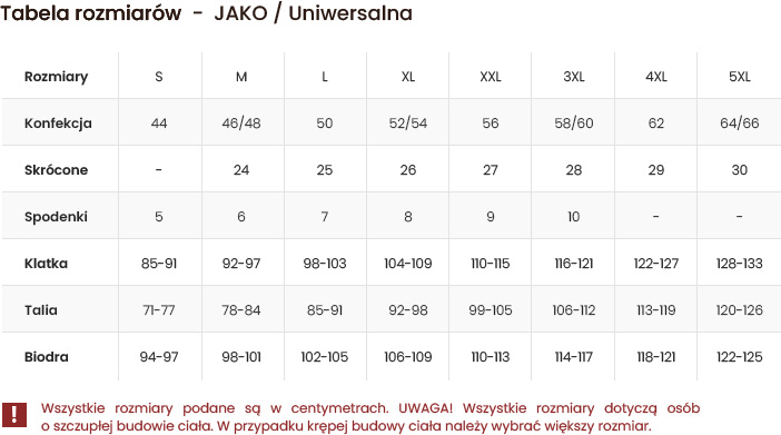 Tabela rozmiarów